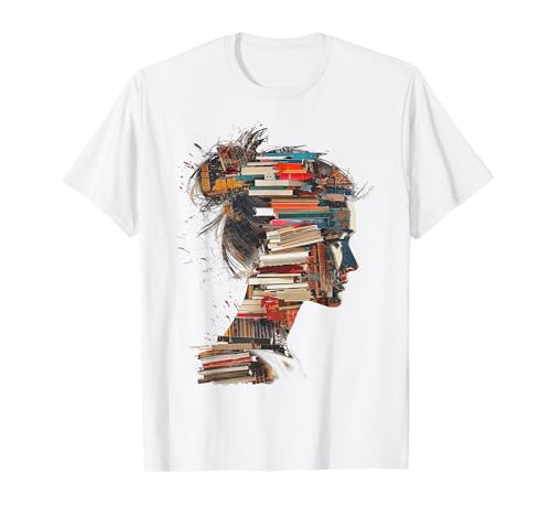 Libri Amante Donne Arte Colorato Disegno Libri Grafici Maglietta