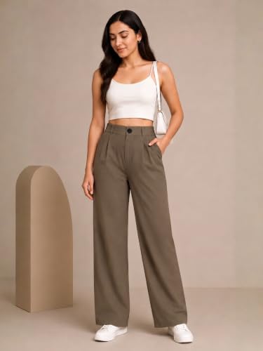 Image of Womens NS Lycra Korean High Waist Straight Pants