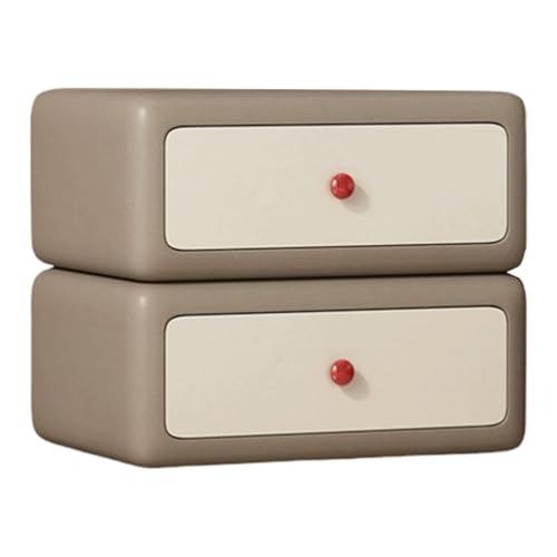 Elegante mesita de noche ligera de lujo con 2 capas de espacio de almacenamiento espacioso y diseño envuelto en cuero, mesita de noche de moda para decoración de dormitorio