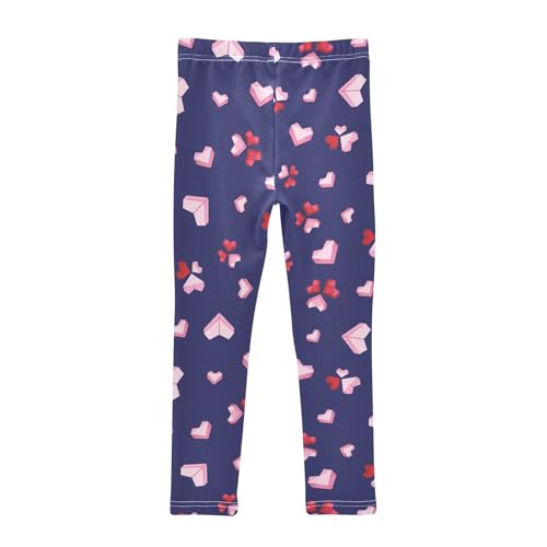 Building Blocks Heart Girls Leggings,Workout Leggings for Girls Toddler Athletic Leggings Size for 3-10T2