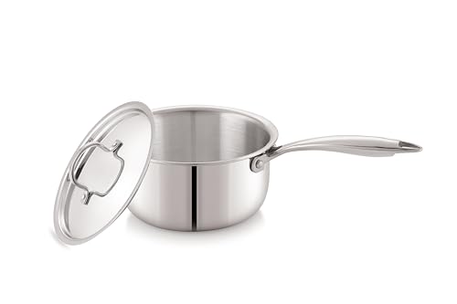 Image of Anjali Tattva Triply Stainless Steel Sauce Pan- 1500ml with SS Lid Heavy-Duty Triply Base Induction & Gas Compatible Even Heat Distribution-TVTSPL16