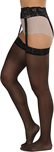 ToBeInStyle Women’s Attached Garter Belt Suspender Nylon Stocking Pantyhose3