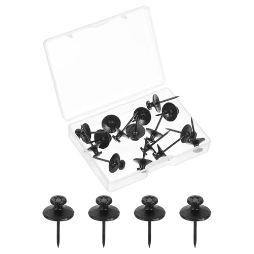 Image of uxcell 30 Pcs Double Headed Picture Hanging Nail, Zinc Alloy Push Pins Picture Hangers Double Headed Thumb Tacks for Hanging Pictures, Black