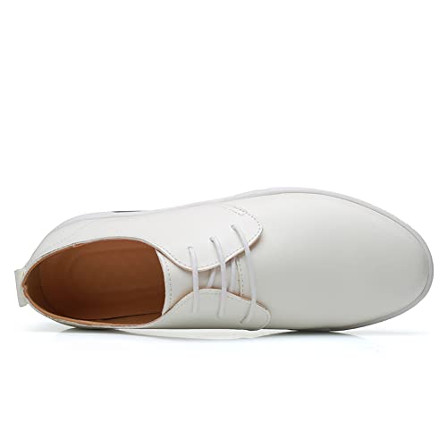 LLTMALL Men's Leather Oxford Dress Shoes Breathable Lace-up Fashion Flat Sneakers2