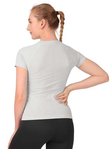 Image of MathCat Seamless Workout Tops for Women Short Sleeve Yoga Running Shirts,Breathable Athletic Compression Shirt Women XS-XL