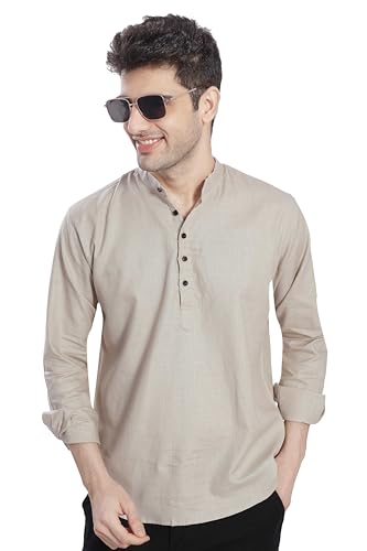 Image of DIVISIVE Men's Slim Fit Full Sleeves Cotton Short Kurta