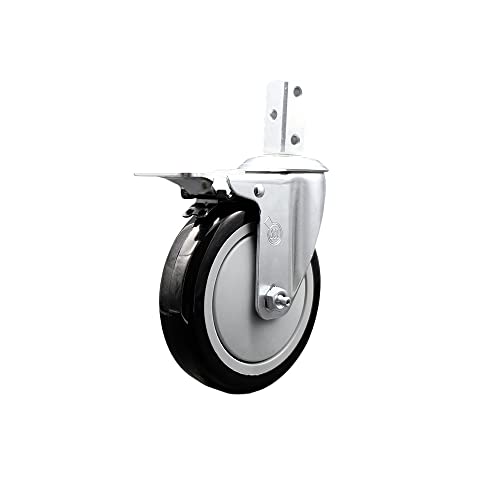 Service Caster Brand Replacement for MetalTech Caster I-C1CAS5 - Swivel 7/8 Inch Square Stem Caster with 5 Inch Black Polyurethane Wheel and Total Lock Brake - 350 lbs. Capacity Per Caster