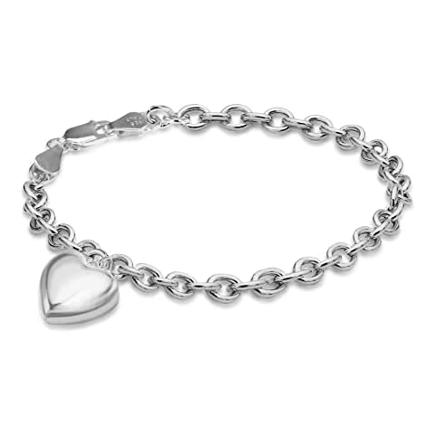 Tuscany Silver Women's Sterling Silver Belcher Puff Heart Bracelet of 19cm/7.5" Cover