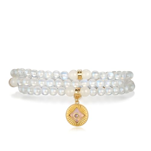 Image of Five Elements 18K Gold Vermeil 3 Layered Crystal Gemstone Beads Bracelet & Necklace for women Solid 925 Sterling Silver 18K Gold or White Gold Plated jewelry
