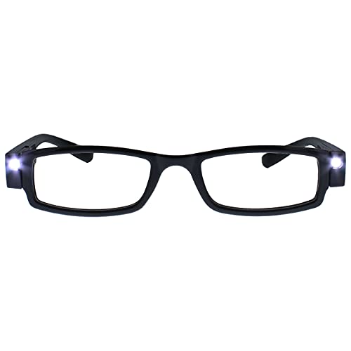 La Compañía Gafas De Lectura Iluminado LED Noche Lectores De Luz Hombres Mujeres Negro L1-1 +3,00
