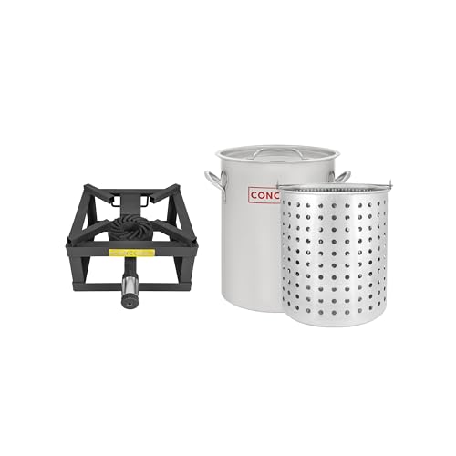 CONCORD 36 Quart Stainless Steel Stock Pot with Basket and 12 Propane Burner