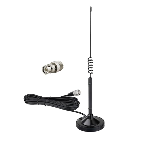Superbat 27MHz CB Antenna with Magnetic Base PL259 & BNC Male Connector for Cobra Midland Galaxy Uniden Radioddity Texas Ranger RoadKing Vehicle Car Truck Mobile CB Radio