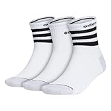 adidas Men's 3-Stripe High Quarter Socks (3-Pair), White/Black/Clear Onix Grey, Large