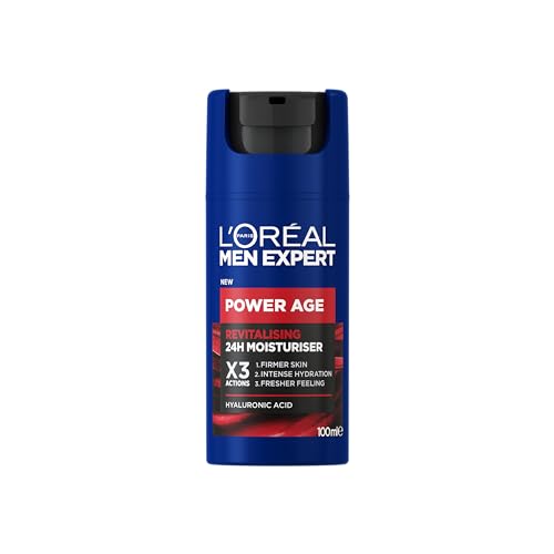 L'Oréal Crema hidratante para hombre, Antiarrugas y antienvejecimiento, Con ácido hialurónico...