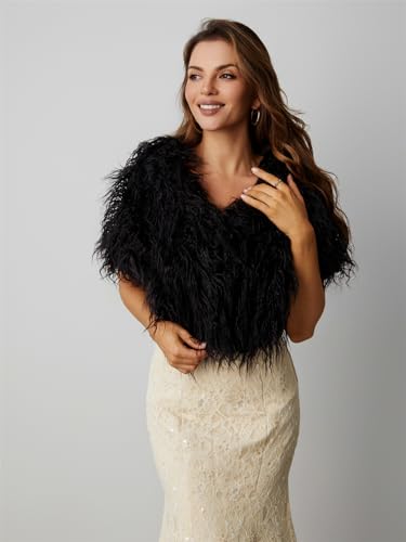 Warm Faux Fur Wraps Shawls,Women's Shrug Scarf for Cover up for Wedding Evening Party3