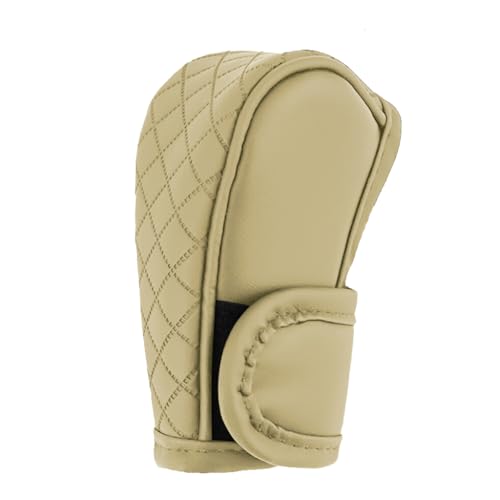 Image of STHIRA Premium PU Leather Car Gear Knob Cover Fashionable Anti-Slip, Durable & Universal Fit Car Gear Cover Protects Against Scratches /Wear, Beige