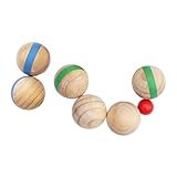 Milisten 7 Stück Teiliges Holz Boccia für Lustige Gras Rollbälle Sichere Outdoor Spielbälle für Garten Strand Fest und Familienspiele