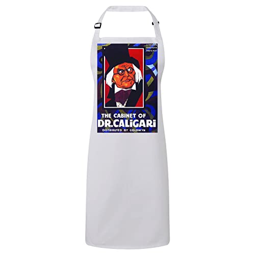 Tablier cuisine ajustable blanc Dr Caligari fini les taches avec style retro