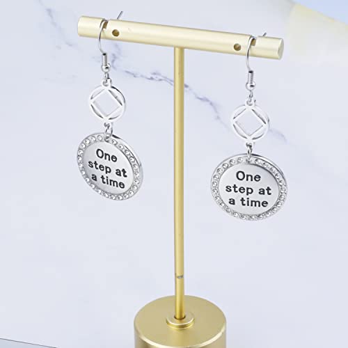 NA AA Earrings Sobriety Gift One Step at A Time Jewelry Recovery Jewelry Alcoholics Anonymous AA Gift Addiction Recovery Gift3