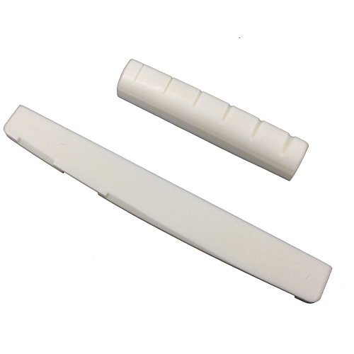 Greenten 6 String Saddle Nut Cattle Bone Slotted for Acoustic Guitar Replacement