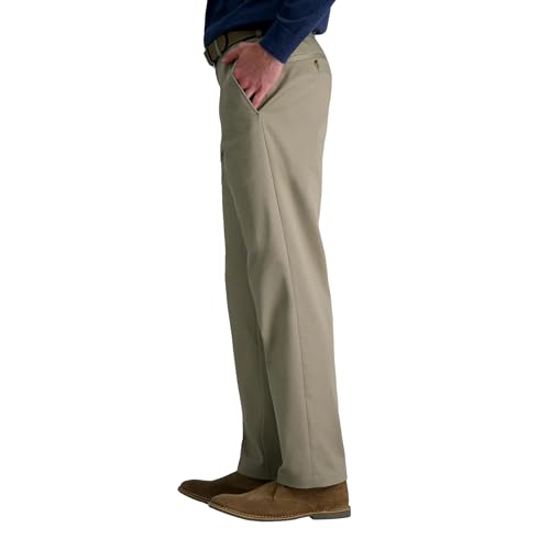 Haggar Men's Wrinkle Free Performance Khaki Classic Fit Flat Front Pant2