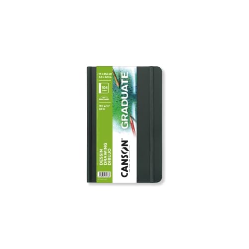 Lot de 5 Carnet 52 feuilles Canson® Graduate Dessin 14x21,6 160g/m², papier grain léger blanc