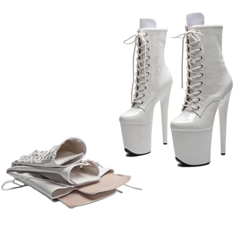 WUXIN H&P Women's Over The Knee Pole Dance Thigh High Heel Boots Platform Three-Stage Removable Zip Lace Up Fashion Sexy Party Round Toe Stiletto 8 inch Exotic Heels4