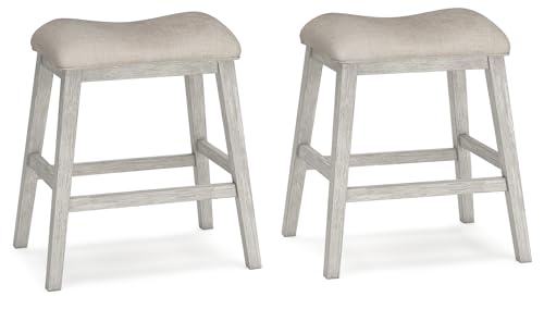 Comparison: Best Counter Stools For White Kitchen 11 Signature Design by Ashley Skempton Modern 24" Counter Height Upholstered Barstool, 2 Count, Whitewash