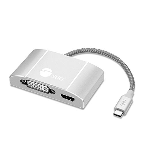 SIIG USB-C to HDMI/DVI/VGA Video Monitor Adapter with 60W Laptop Charging PD - USB Type-C Multiport Display Converter Dock - Thunderbolt 3 (TB3) Compatible for MacBook , Chromebook, More