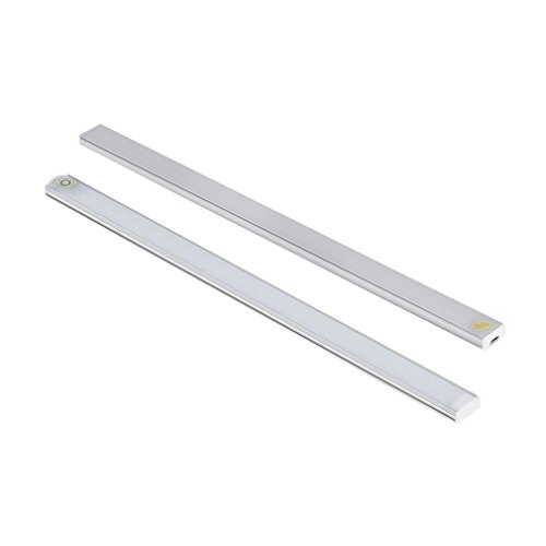 LESHP Lampes de Placard LED avec Détecteur de Mouvements Control par Touche Dimmable Alimenté par USB 21 LED Lamp Bar Ultra Slim Pour Penderie Penderie Grenier Corridor Salle d'eau (2 PCS) (Blanc 1)
