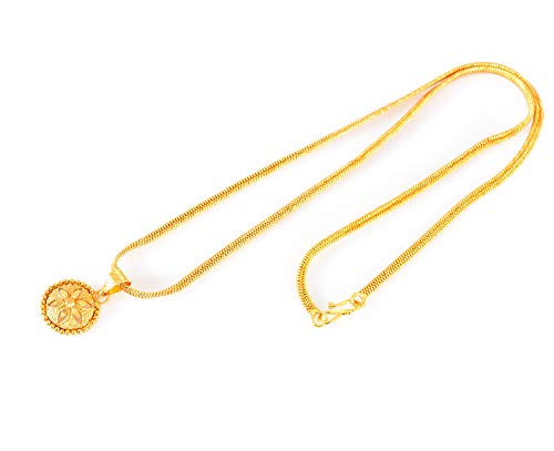 Image of Handicraft Kottage 1gm 22Ct Gold Plated chain with Pandent |latest & Stylish High Gold Plated Celebrity Inspired Gold Chain /Necklace /Jewellery Set /Fashion jewellery for Mens,Womens Girls