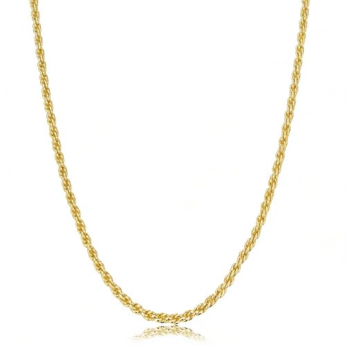 Porment 2mm Dainty Rope Necklaces for Women & Men Stackable 14K Gold Chain for Men Simple Trendy Womens Necklace Waterproof Non-tarnish Gold Jewelry Unisex Gift Lifetime Quality