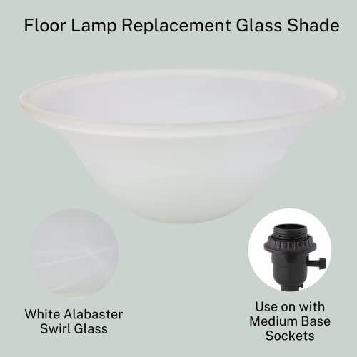 Lightaccents 2885-SHW-FBA-BR Alabaster White Glass Lamp Shade Replacement thumb #1