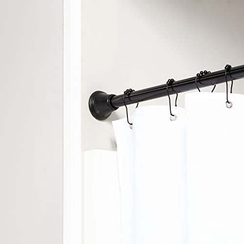 Interior Living 42-72 In. Adjustable Decorative Standard Shower Rod, Black #TOP2