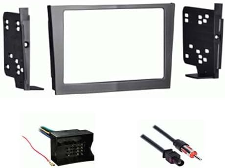 Double DIN Car Stereo Radio Install Kit (Gray) Package Compatible with Saturn Astra 2008 & 2009 Without Factory Amplifier