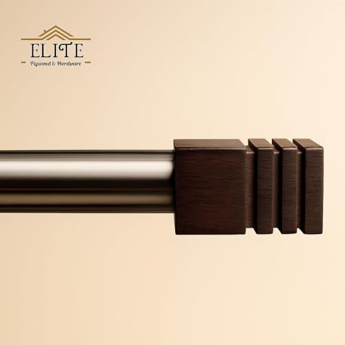 Image of Urban Elite Premium Curtain End Cap - Elegant Decorative Rod Finial for Window Drapes, Smooth Finish, Durable & Stylish, Perfect for Home & Office Decor (Full Wooden Square Dark, Wooden, Medium)