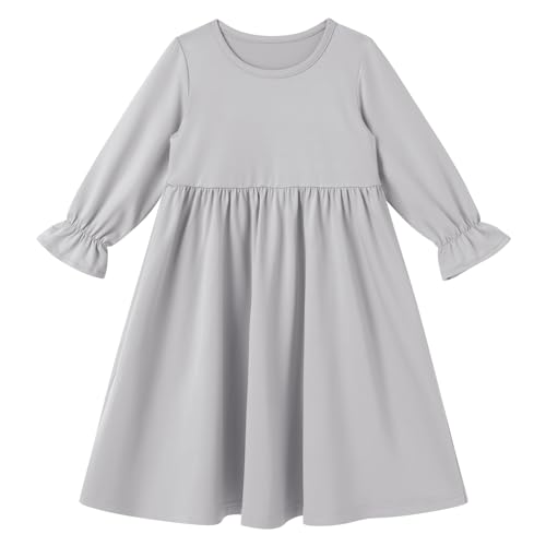 IBTOM CASTLE Abaya with Hijab: Modest Muslim Prayer Clothes for Baby Girls Islamic Long Sleeve Full Cover Dress Two Pieces Middle East Arabic Dubai Burka Ramadan Eid Maxi Kaftan Robe Gray 2-3 Years4