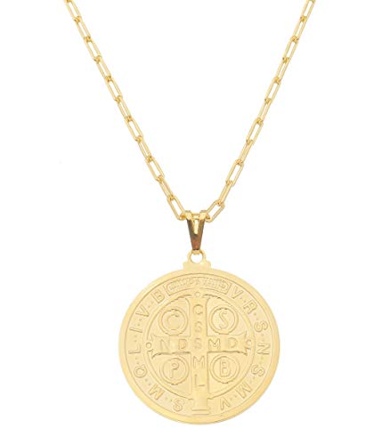 Cordão com Medalha de São Bento Protetora Banhado a Ouro 18k