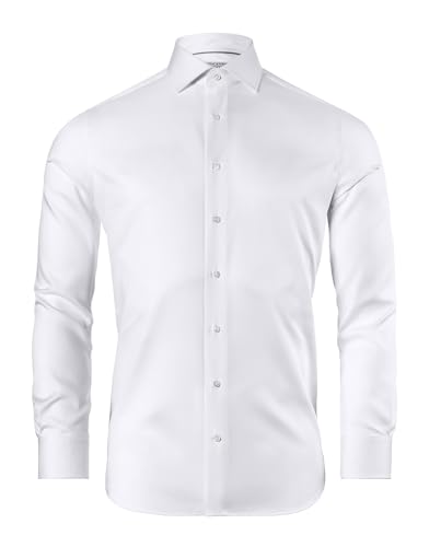 Vincenzo Boretti Chemise, Regular-fit/Taille Normale, sergé, Poignet Mousquetaire - Super Infroissable Blanc 43-44