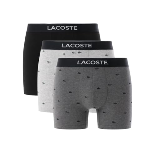 Lacoste Men's Cotton Stretch Mini Croc Print Boxer Briefs, 3-Pack