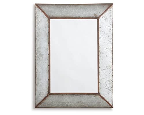 Signature Design by Ashley - O'Talley Metal Framed Accent Mirror - Industrial Design - Vertical Only - Antique Gray