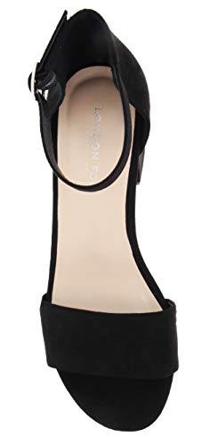 Image of LONDON FOG Women's Nikki Low Two Piece Block Heel Dress Shoe Ladies Ankle Strap Pump Sandal