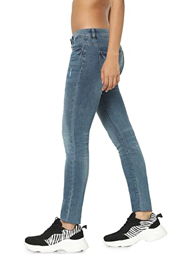 Image of ONLY Women Blue Skinny Fit Low-Rise Low Distress Light Fade Jeans