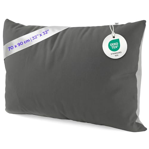 allsana Allergiker Kissenbezug 80x80 cm Allergie Bettwäsche Anti Milben Encasing Milbenschutz für Hausstauballergiker TÜV Zertifiziert 3 Wolkenfeld Kissenbezug 70x90 Grau Anthrazit - kuschelig weich & bügelfrei - Superweicher Kopfkissenbezug - Kissenhülle mit verdecktem Reißverschluss