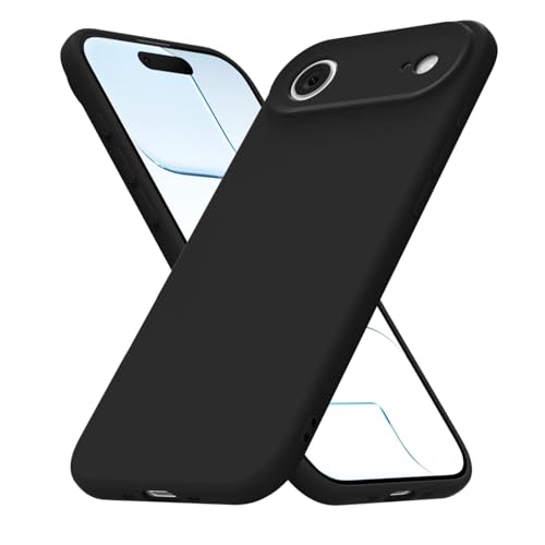 uvcoat for iPhone 17 Air Case Silicone Phone Case, Slim Thin Soft Rubber Gel Cases for Women Girls, Cute Matte TPU Phone Cover with Full Camera Protection, Minimalist Plain Design, Black