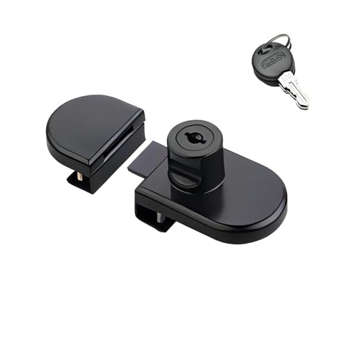 Qrity 1 Pièces Serrure De Porte En Verre, Verrouillage de Sécurité de la Vitrine, Aucun Perçage Requis, pour Vitrine en D'armoire à Vin de 5 à 8 MM, Noir