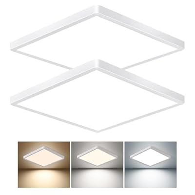 12 Inch Square LED Flush Mount Ceiling Light, 30W, 3000LM Square Light Fixture 3000K/4000K/6000K CCT Selectable, LED Flat Panel Ceiling Light Fixture for Bedroom,Kitchen,Living Room (2PK-White)