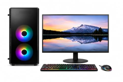 Image of lavya Core i3 Desktop Computer PC CPU | Gaming Pc Core i3-4 GEN (4160 -Processor, 3.60 Ghz) 8 GB RAM | 256 GB SSD /RGB Keyboard+Mouse /20 Monitor /WiFi | HDMI| | USB 3.0 | 2 Year Warranty.