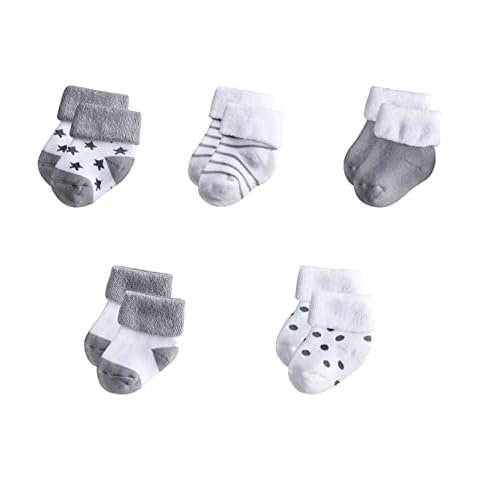 MAMIMAKA Unisex Baby Terry Socks 5-Pack for Baby Boy and Girl 0-12 Months Warm Cotton Socks Cover