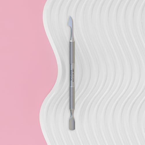 Image of Staleks Beauty & Care Manicure Pusher 30 Type 1 - Dual-Ended Cuticle Pusher and Hatchet-shaped Cleaner - Stainless Steel Tool for Home Use